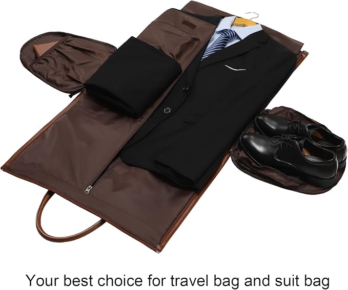 Leather Garment Bag for Travel, Modoker Carry On Suit Carrier Travel Bag - Image 6