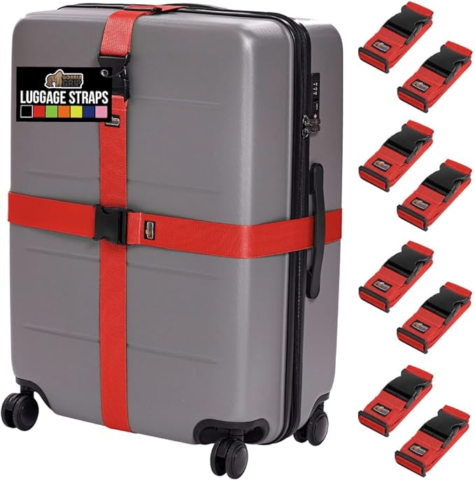 GORILLA GRIP Heavy Duty 8 Pack Adjustable Luggage Straps by GorillaGrip