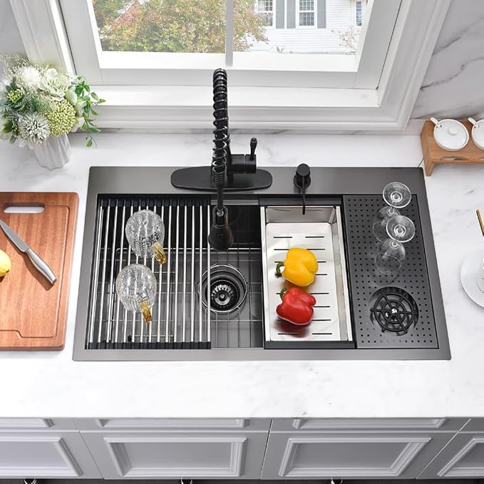 33 Inch Black Drop In Kitchen Sink - Image 2
