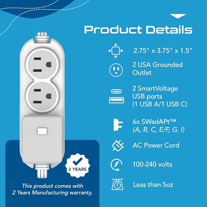 Ceptics Travel Power Strip W/ Adapter Plug Set - Image 5