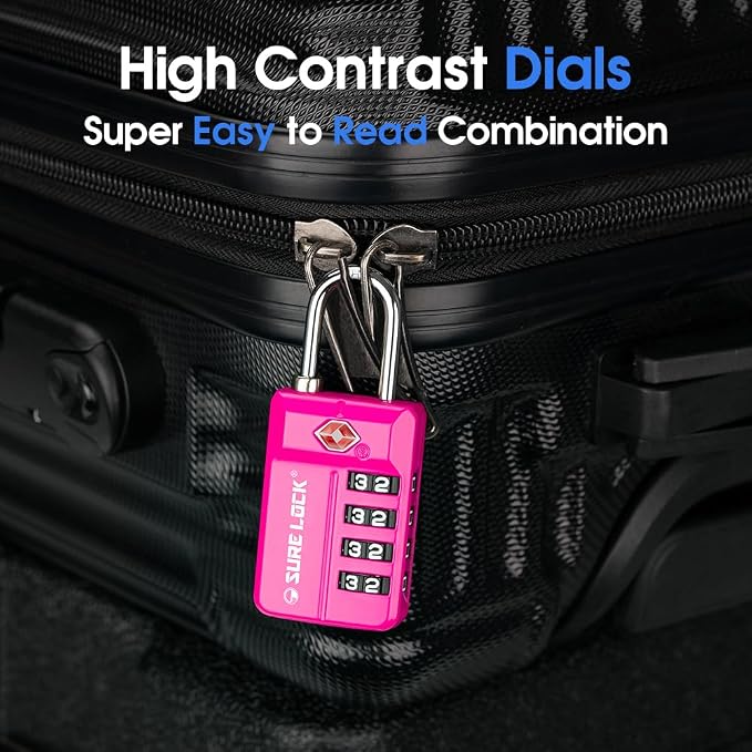 SURE LOCK TSA Approved 4-Digit Resettable Combination Luggage Locks - Image 6
