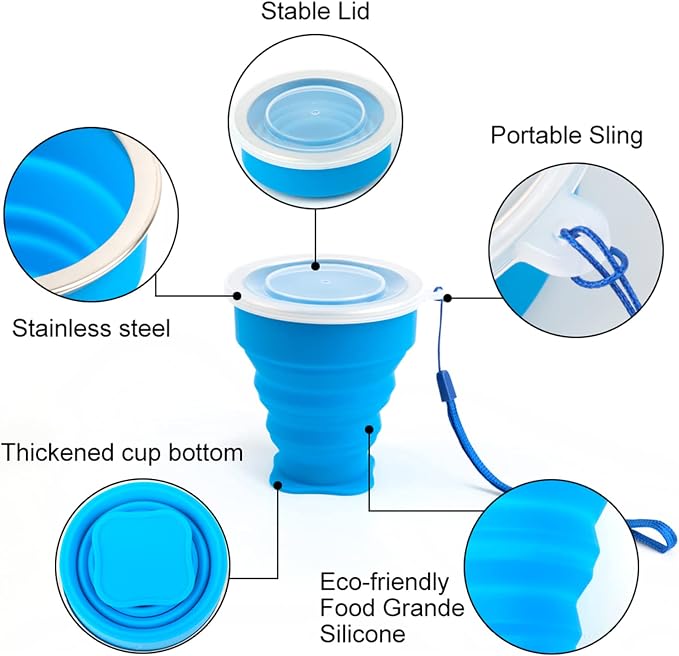 3 Pack Collapsible Water Cup Camping Cups Foldable Drinking Cup Travel Cups - Image 2