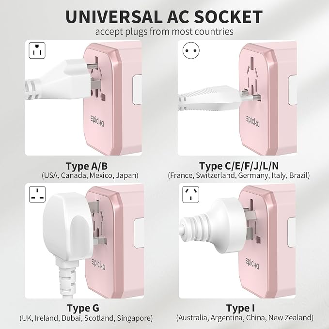 EPICKA Universal Travel Adapter, International Power Plug Adapter - Image 4
