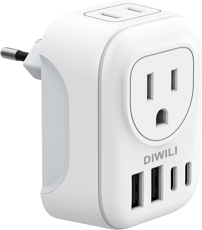 European Travel Plug Adapter, International Plug Adapter by DIWILI