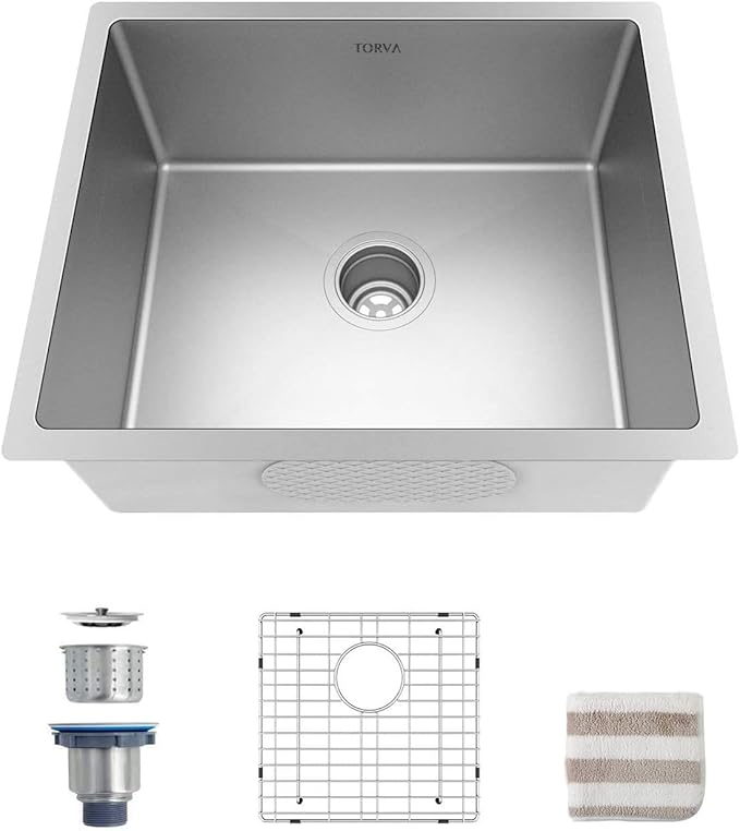 TORVA 22-Inch Undermount Kitchen Sink, Premium 304 Stainless Steel Bar Sink by TORVA