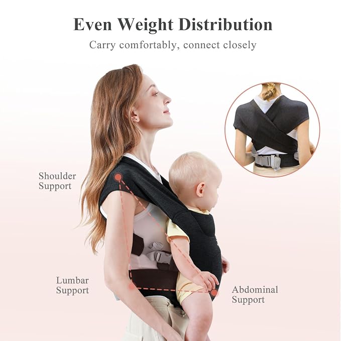 Newborn Carrier, Cozy Baby Carrier, Ergonomic Cross-Back Wrap, Hands-Free - Image 6