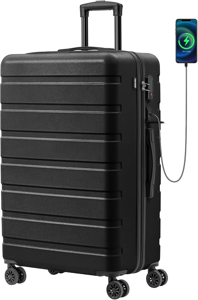 AnyZip Suitcase Hardside PC ABS Lightweight USB Luggage by YourBestTravelChoice