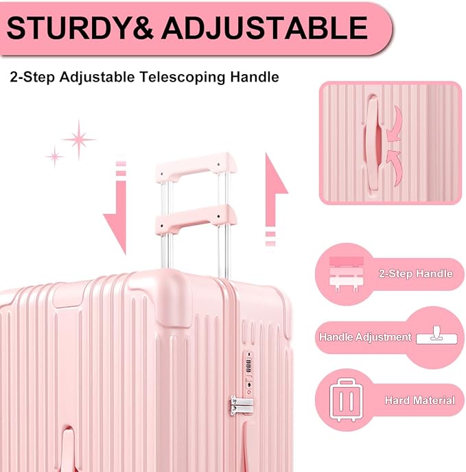 Krute Luggage Sets 2 Piece Suitcase PC+ABS Hardside Double Spinner Wheels TSA - Image 5