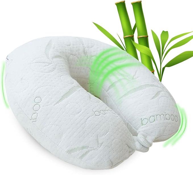 Sacred Thread White Rayon Derived from Bamboo Neck Pillow, Travel Pillows by SacredThread