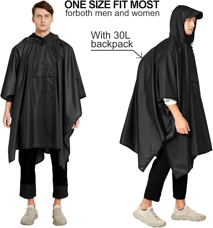 salamra Hooded Rain Poncho Waterproof Raincoat Jacket - Image 5