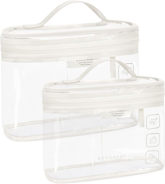 BAGSMART TSA Approved Toiletry Bag, 2 Pack Clear Makeup Cosmetic Bag Organizer by BAGSMART