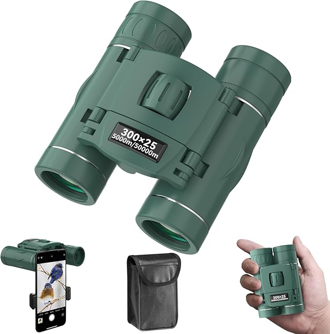 300x25 Binoculars for Adults and Kids, High Powered Mini Pocket Binoculars by Jivcok