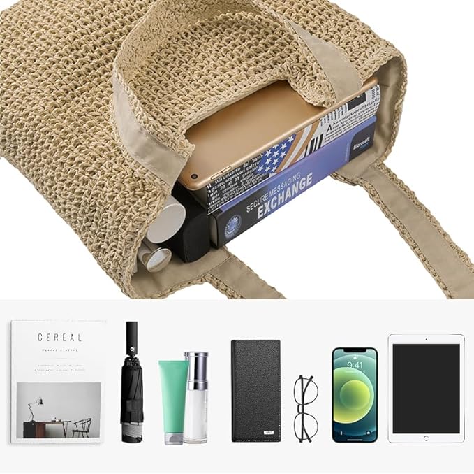 Straw Beach Tote Bag: Large Summer Boho Woven Bags - Image 5