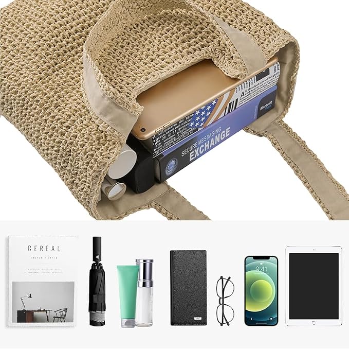 Straw Beach Tote Bag: Large Summer Boho Woven Bags - Image 5