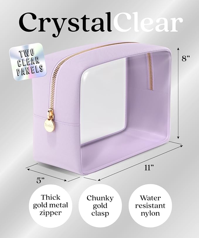 Clear Makeup Bag Zipper Pouch, Transparent Cosmetic Case Organizer, TSA - Image 2