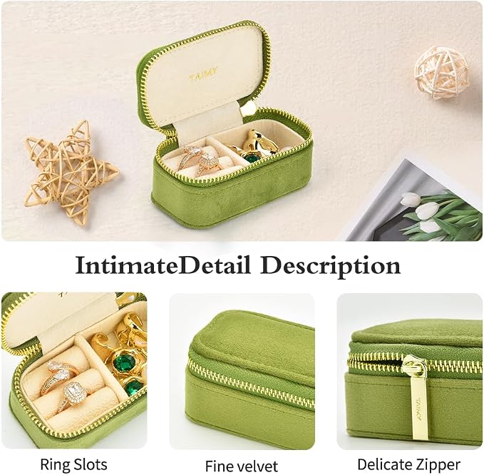 Small Travel Jewelry Case, Mini Tiny Plush Velvet Jewelry Box - Image 4