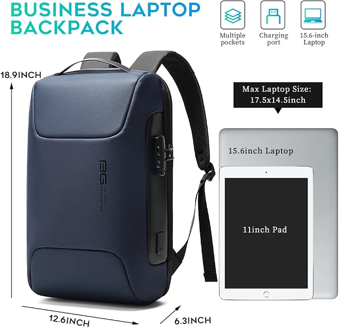 BANGE Anti Theft Backpack with Lock, Business Backpack with USB Charging Port - Image 4