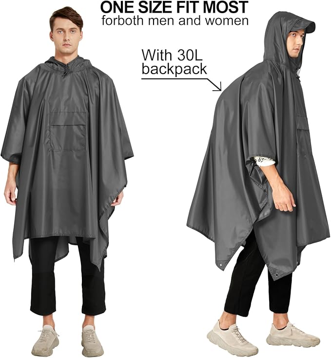 salamra Hooded Rain Poncho Waterproof Raincoat Jacket - Image 6