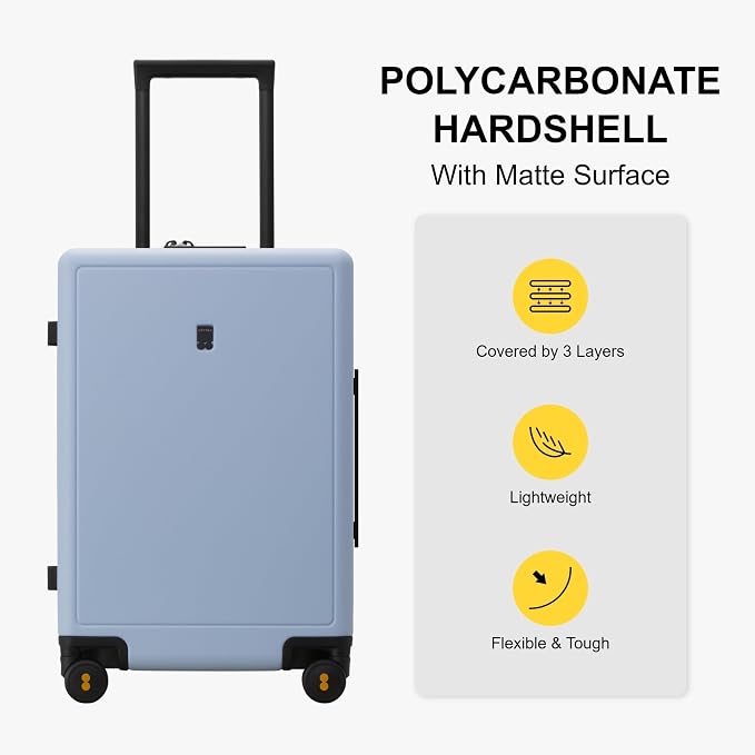 LEVEL8 Elegance Checked Luggage, 24 Inch Hardside Suitcase, Lightweight Matte - Image 4