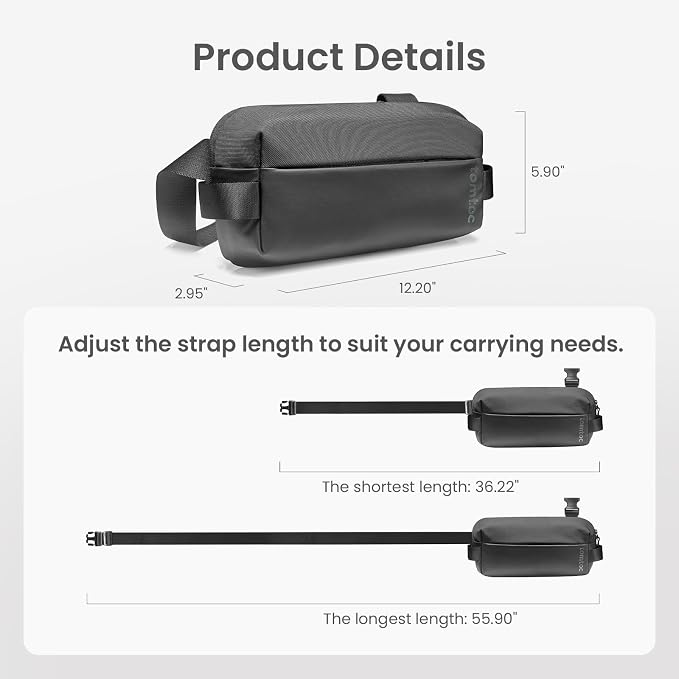 tomtoc Compact EDC Sling Bag, Minimalist Chest Shoulder Backpack Crossbody Bag - Image 9
