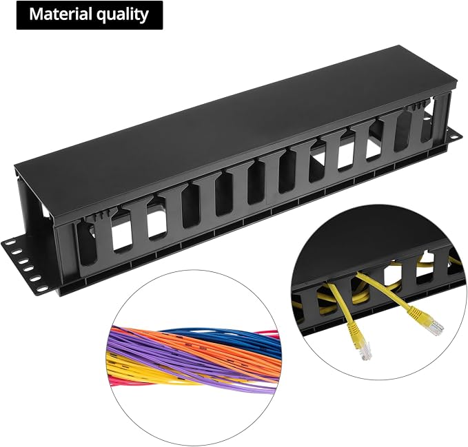 QWORK 4 Pack 2U Horizontal Rack Mount Cable Management Organizer, 19x3.5x3.4 - Image 5