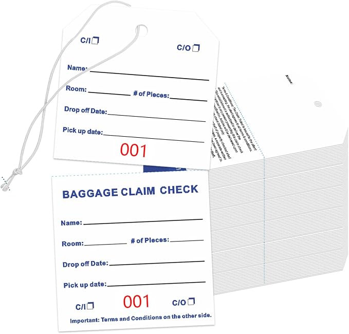 1000 Baggage Claim Check Tags by TQQBUU