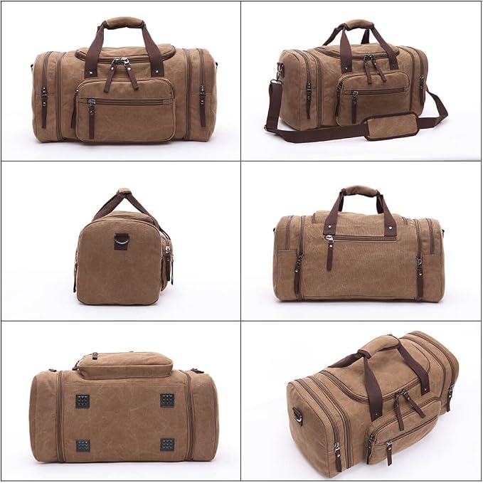 Duffle Bag for Travel, Large Canvas Duffel Bag for Travelling Overnight - Image 2