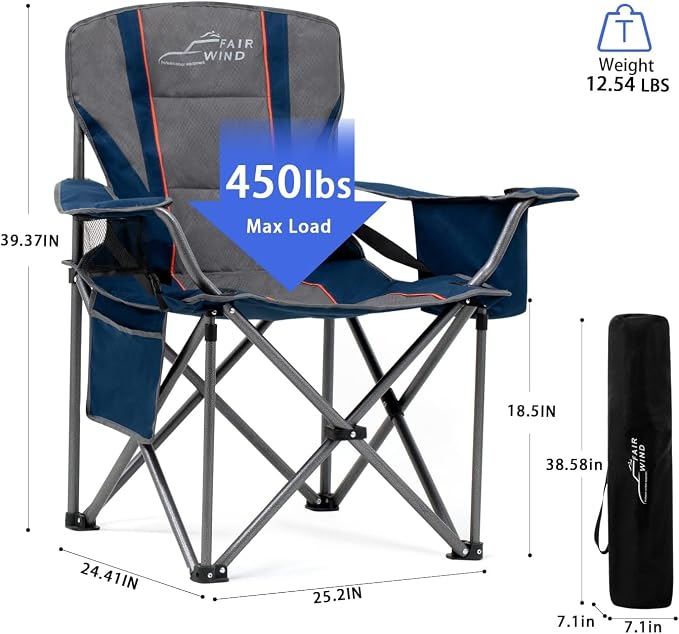 FAIR WIND 2 Pack Oversized Fully Padded Camping Chair - Image 2
