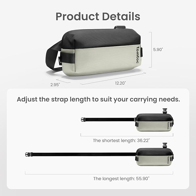 tomtoc Compact EDC Sling Bag, Minimalist Chest Shoulder Backpack Crossbody Bag - Image 8