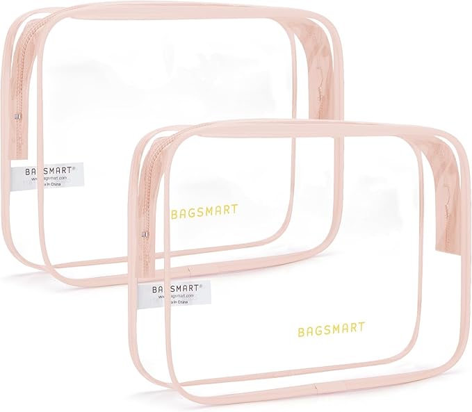 BAGSMART Clear Toiletry Bag, 2 Packs TSA Approved Water Resistant Quart Size by BAGSMART