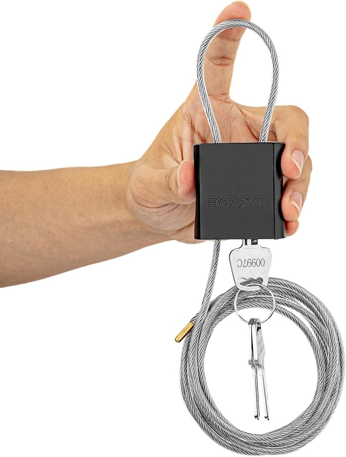 Adjustable Cable Locks with 3 Keys | 6.56ft L x 1/6in D Aluminum Steel Cable by BOZZYS