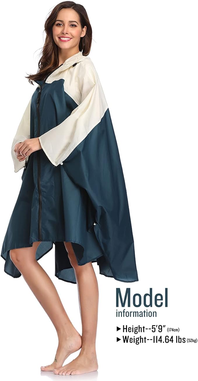 SaphiRose Unisex Rain Poncho Hooded Waterproof Raincoat - Image 2