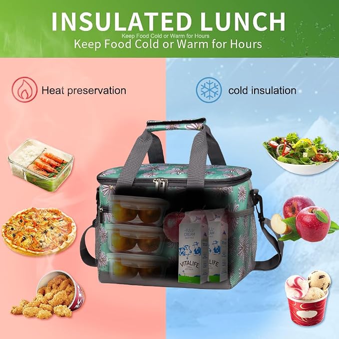 iknoe Large Foldable Cooler Bag, 8.5L Insulated Lunch Bag, Leakproof Lunch - Image 2