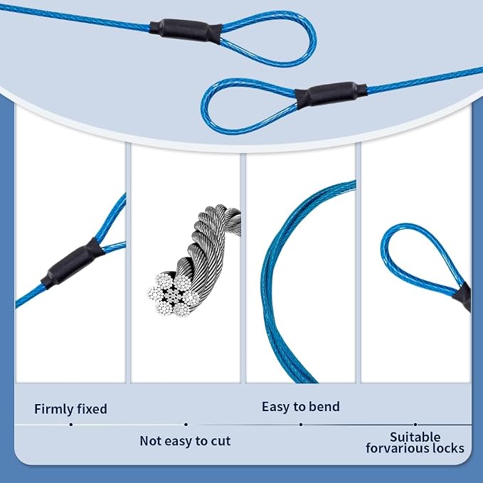 3.3mm Outdoor Travel Stainless Steel Security Cable-3ft Luggage Lock Safety - Image 4