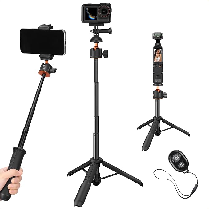 K&F Concept Selfie Stick Tripod, 60cm/23.6" Extendable Ball Head Vlog Selfie by KFCONCEPT