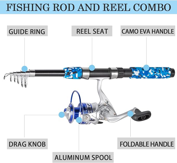 Fishing Pole Combo, 6.9ft Telescopic Rods Set, Collapsible Fishing Rods 2PCS - Image 5