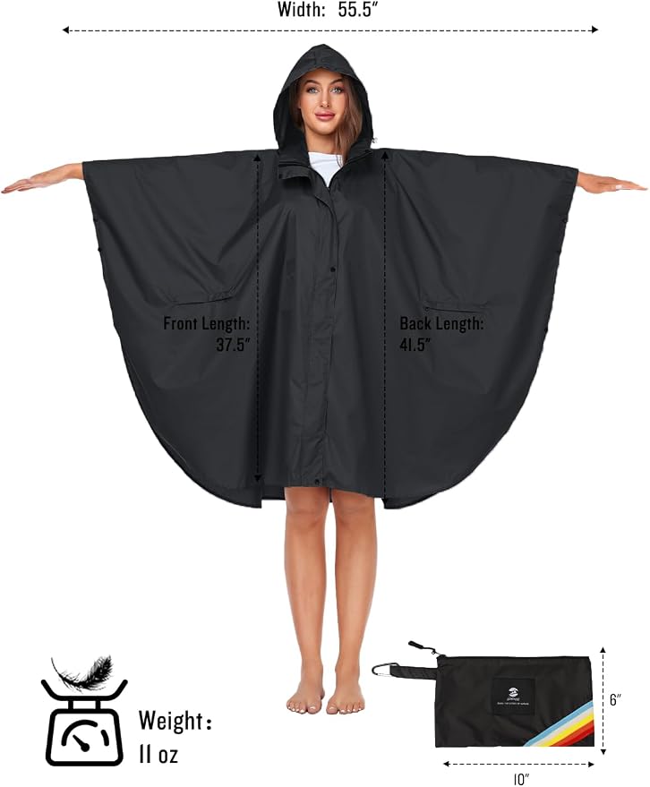 SaphiRose Unisex Rain Poncho Hooded Waterproof Raincoat - Image 6