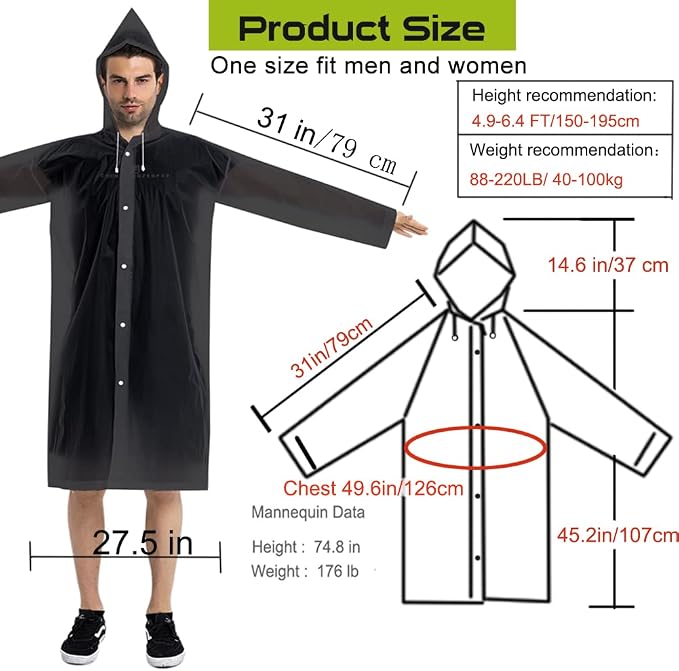 Rain Coats - Reusable EVA Rain Ponchos - Image 2