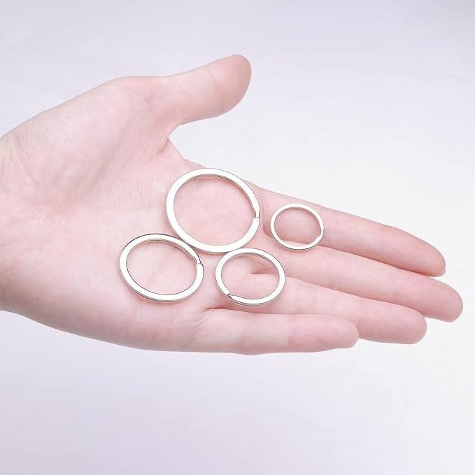 40 Pack Key Ring Keychain Mix 4 Sizes Silver Metal Flat Split Key Chains Rings - Image 5