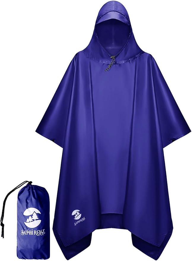 SaphiRose Hooded Rain Poncho Waterproof Raincoat Jacket by SaphiRose