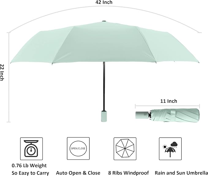 BAODINI Small UV Protection Travel Umbrella Compact - Image 6