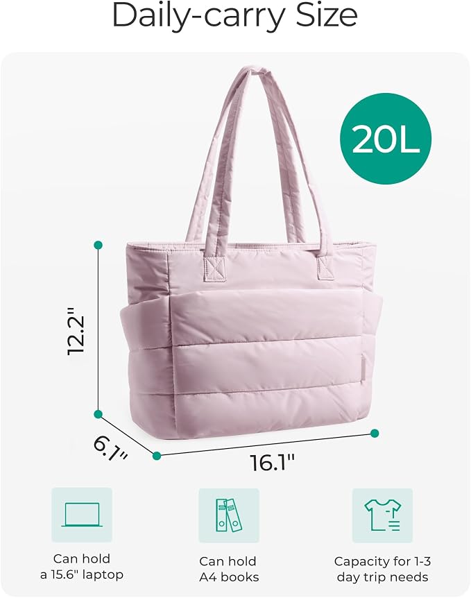 BAGSMART Tote Bag for Women, Lightweight Puffy Tote Bag - Image 2