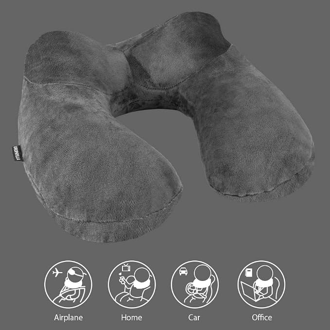 UROPHYLLA Inflatable Travel Pillow, Soft Velvet Inflatable Neck Pillow - Image 5