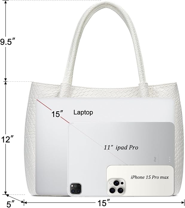 KKXIU Tote Bag for Women Vegan Leather Shoulder Purse Large Capacity Travel Bag - Image 4