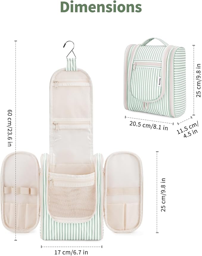 Narwey Small Striped Hanging Travel Toiletry Bag - Image 6