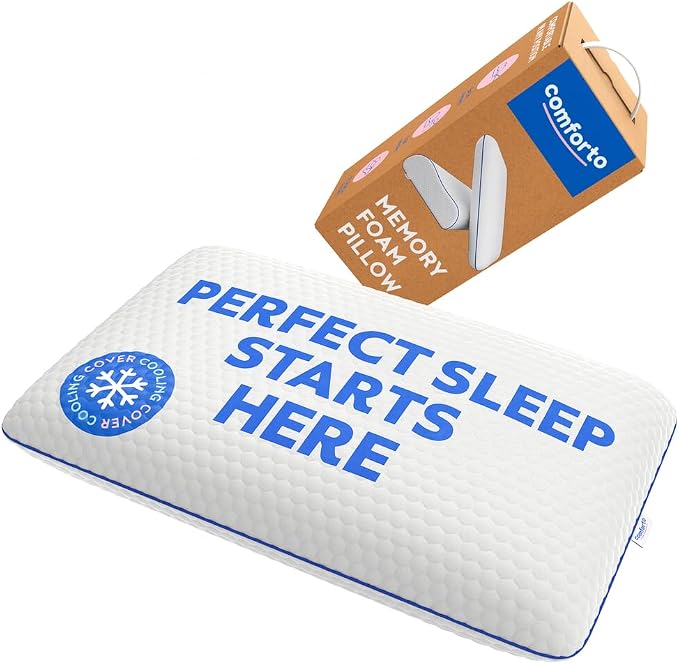 Classic Memory Foam Pillow – Classic Size Cooling Cervical Neck Pillow – Firm by COMFORTO
