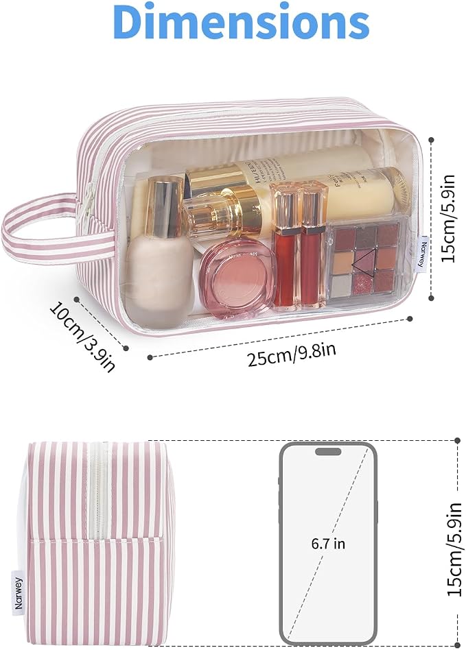 Narwey Clear Toiletry Bags for Traveling Women Men, Make Up Organizer, Skincare - Image 4