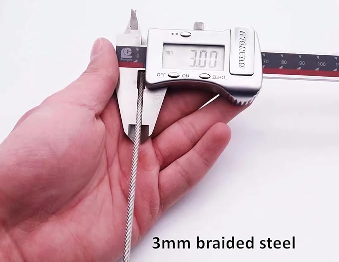 3mm 200CM/6.6ft Long Outdoor Travel Security Cable Lock, Braided Steel Coated - Image 7