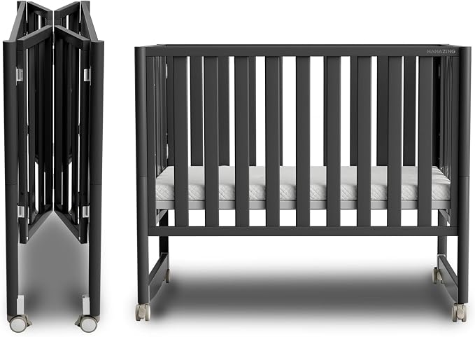 EvoNook 6-in-1 Convertible Mini Crib, 100% New Zealand Solid Wood, 4 Adjustable by MAMAZING