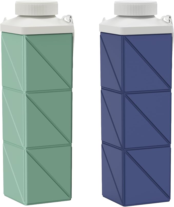 24oz Collapsible Water Bottles 2pcs, Food grade BPA Free Reusable Foldable by POPDIGITO